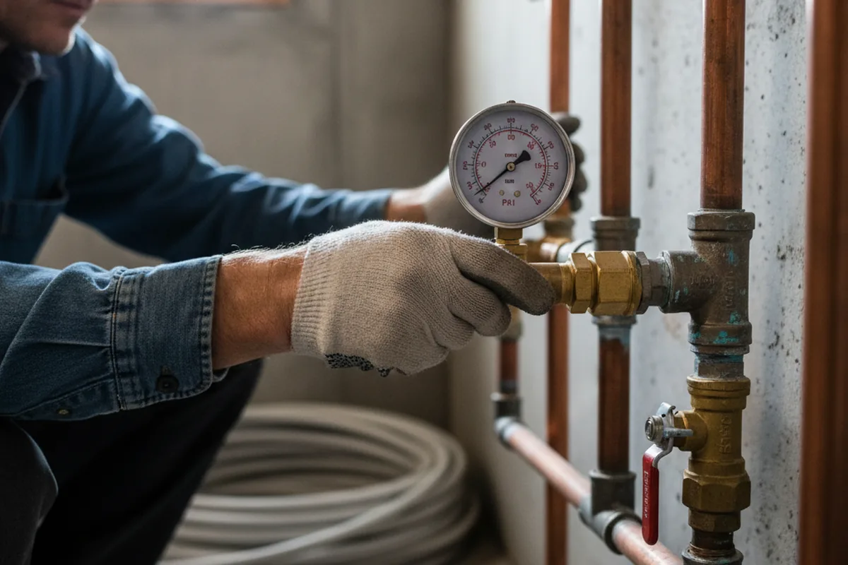 Pressure testing a repaired line during Water Line Repair in Burnsville